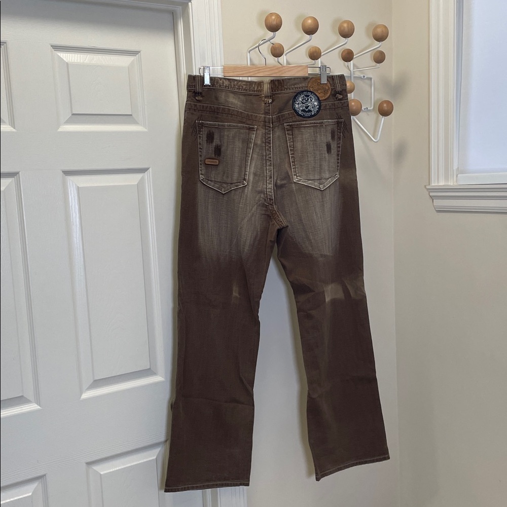 Akademiks - Classic Wide Legged Baggy Y2K Denim Jeans - Brown - 36 - Picture 6 of 15